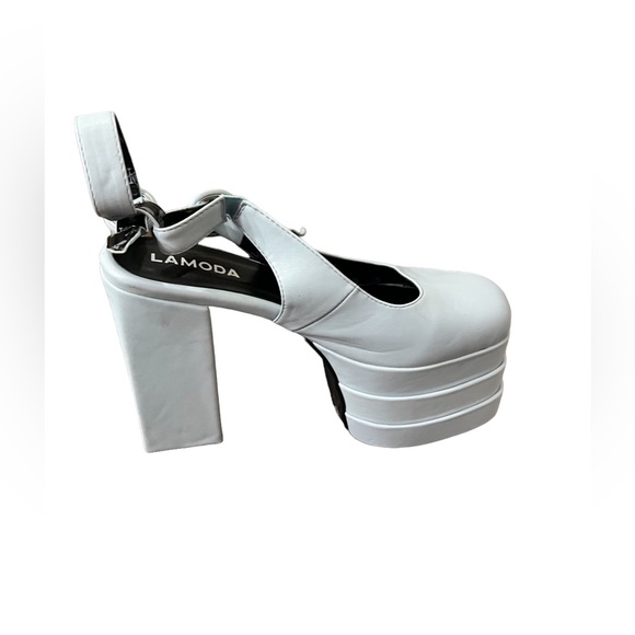 Lamoda Video Games Extreme Platform Heeled Shoes. Light Blue. Size 10. - Picture 3 of 9